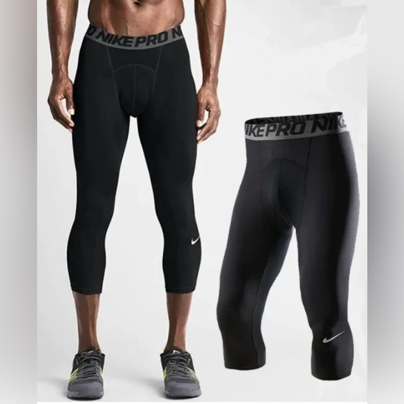 Nike Other - NWT [Nike] Base Layer Compression Under Athletic Black 3/4 Leggings Men’s Small